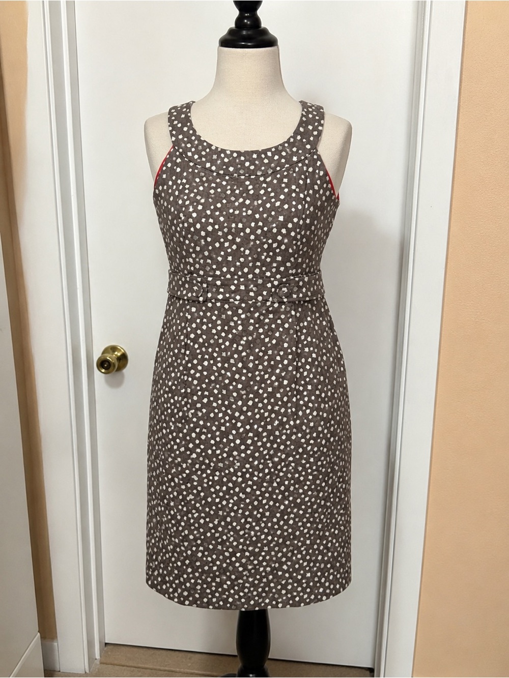 Robbie Bee Size 18 Retro Polka Dot Sheath Dress Plus Size Sleeveless Wiggle Care